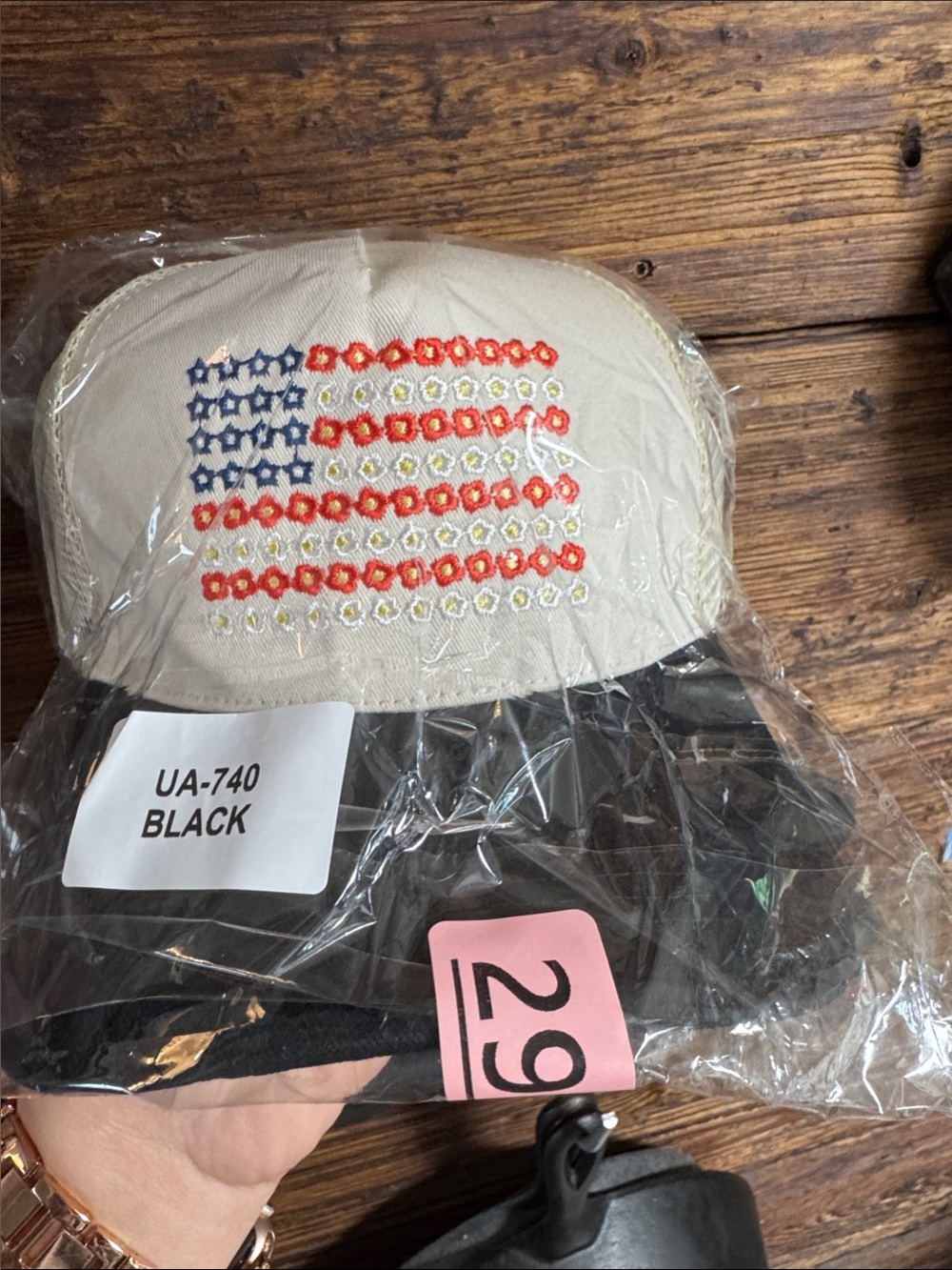 Embroidered Floral Flag Baseball Cap - Cream & Black